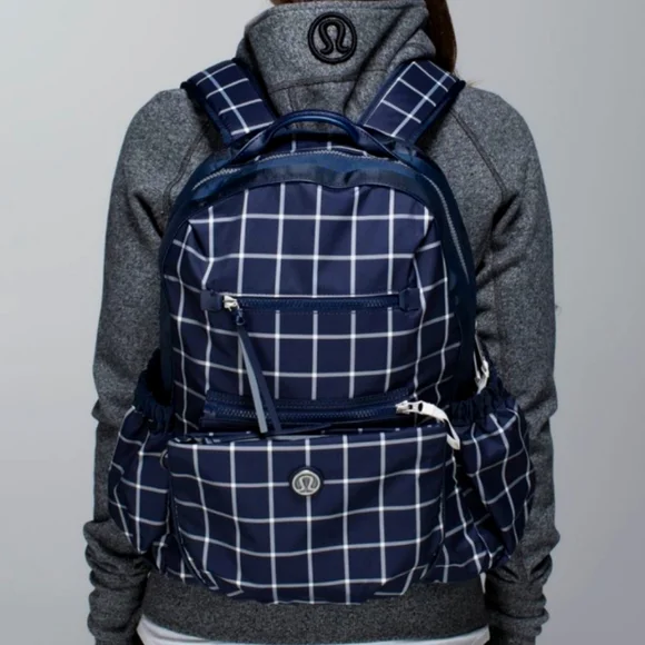 Lululemon Back to Class Backpack In Pacfic Check Inkwell Ghost