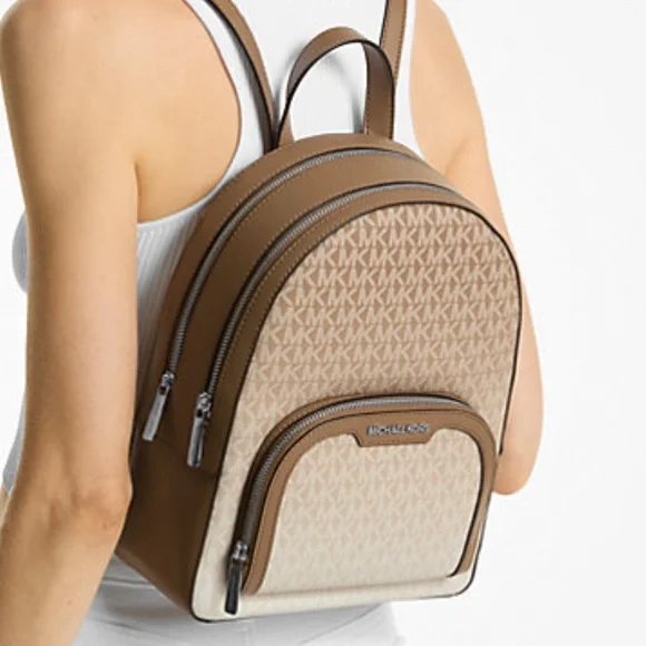MICHAEL KORS Jaycee Medium Ombré Signature Logo Backpack Husk NWT