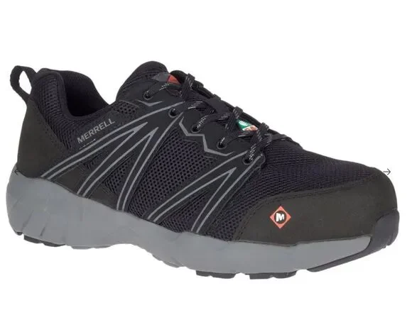 Merrell Mens Fullbench Superlite Black Alloy Toe Work Sneakers Size US 11