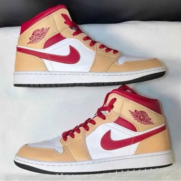 Air Jordan 1 Mid 'Light Curry Cardinal Red' | 554724-201 | 10.5M