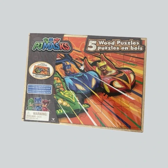 PJ Masks 5 Wooden Puzzles & Storage Box