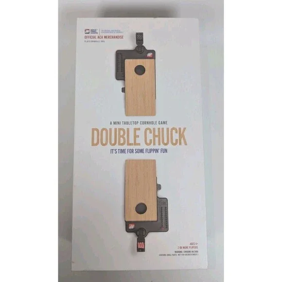 Double Chuck Mini Tabletop Cornhole Game Official ACA Complete Bamboo Toss Set