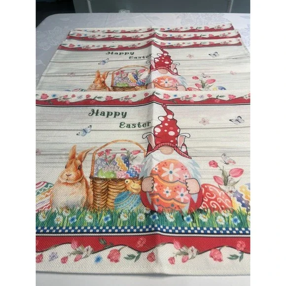 NWT - Set of 4 Placemats Spring Easter Floral Easter Bunny