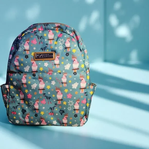 LILY BLOOM Parrots in Paradise Eden Backpack Blue Pink NWT Eco-friendly Birds