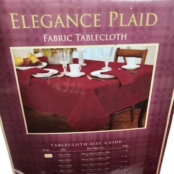 Set of 2 Burgundy 60x120 Oblong Fabric Decorative Tablecloths NWT