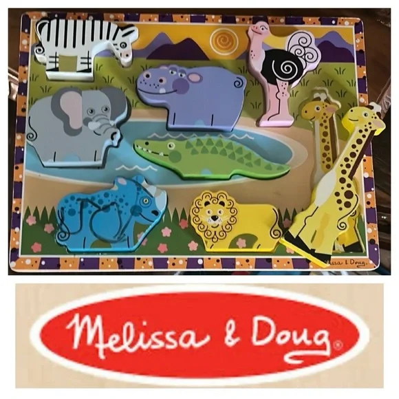 Vintage Melissa & Doug Wooden Safari Puzzle
