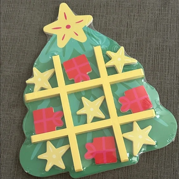 Wooden Christmas tree Tic tac toe game NEW
