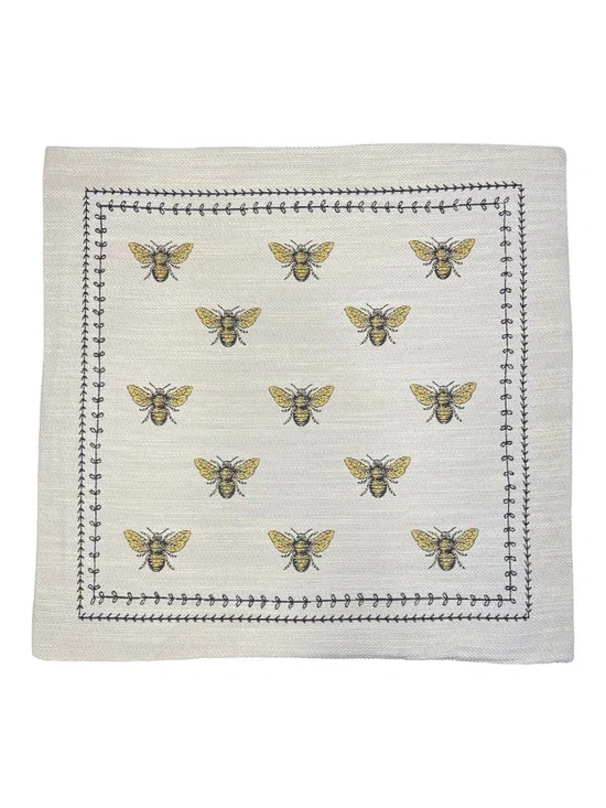 Bee Accent Throw Pillow Cover 18x18 Home Decor Square Neutral Gold Ivory