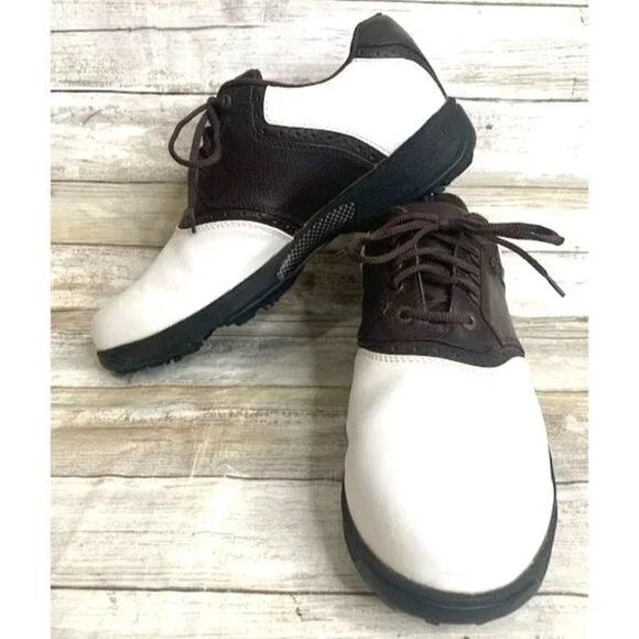 Walter‎ Hagen Men's Leather Golf Shoes White & Brown 9.5W