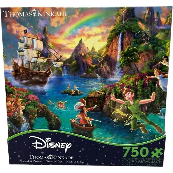Disney Thomas Kinkade Peter Pan Neverland Puzzle 750 Pc Fantasy Collectible