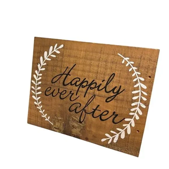 Rustic Wedding Decor Wooden Sign Plaque Happily Ever After Shabby Chic 9
