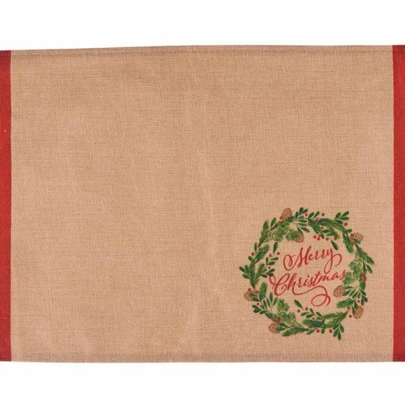 Set of 4 Burlap 'Merry Christmas' Placemats