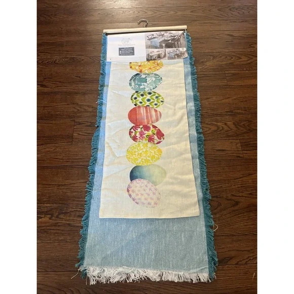 The Farmhouse by Rachel Ashwell Linen Table Runner Set of 2 Easter Eggs Spring