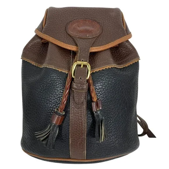 VTG 90s Dooney Bourke All-Weather Leather Teton Tassel Mini Backpack USA + Charm
