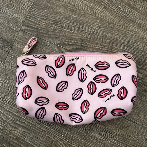 Pink Lip Print Cosmetic Pouch