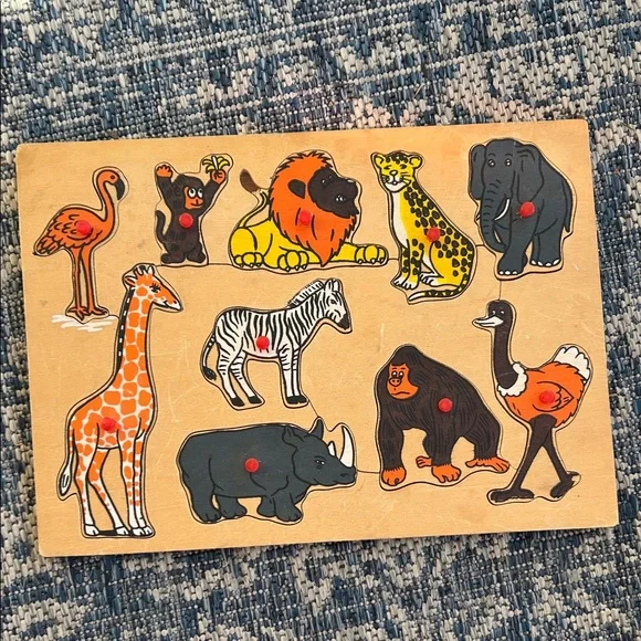 Vintage Animal Puzzle Board for Kids