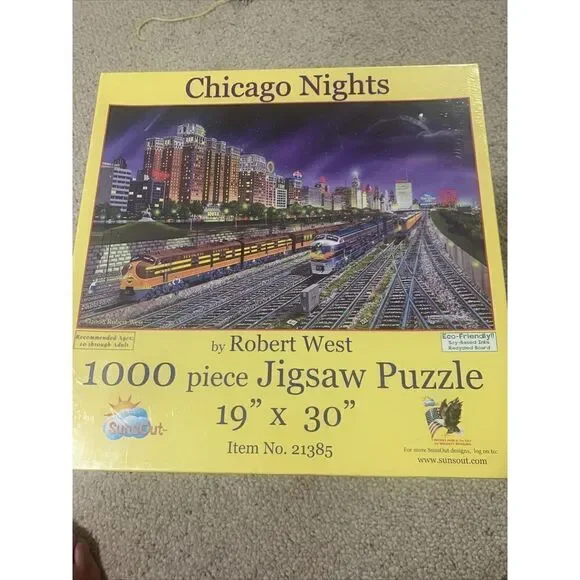 Chicago Nights 1000 Pc SunsOut JIGSAW PUZZLE by Artist Robert West NEW SEALED