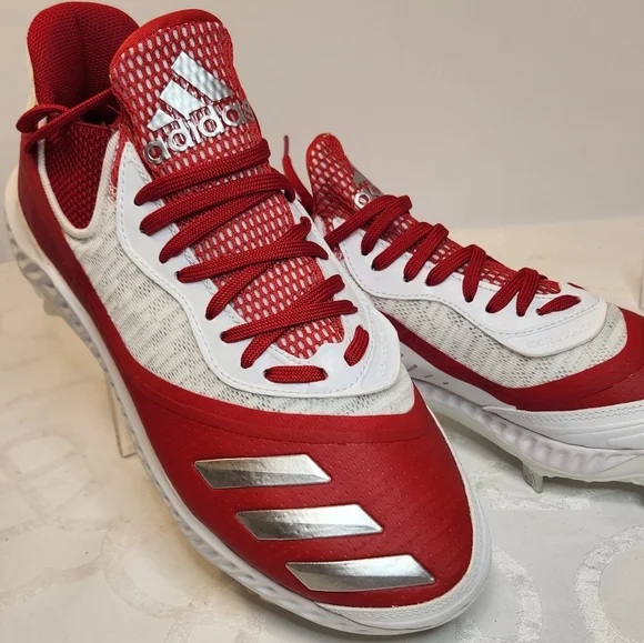 NWT Adidas Mens Icon V Bounce Iced Red White Baseball Cleats Size 8.5