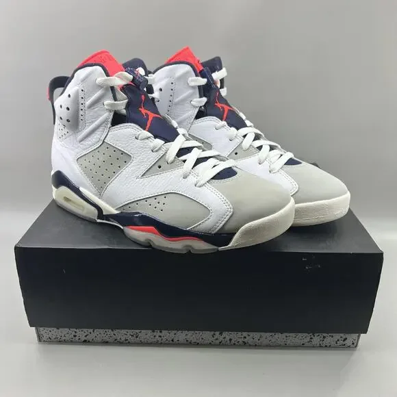 Air Jordan 6 Retro Tinker Shoes Men Size 9.5 White Grey Infrared Mid Sneakers