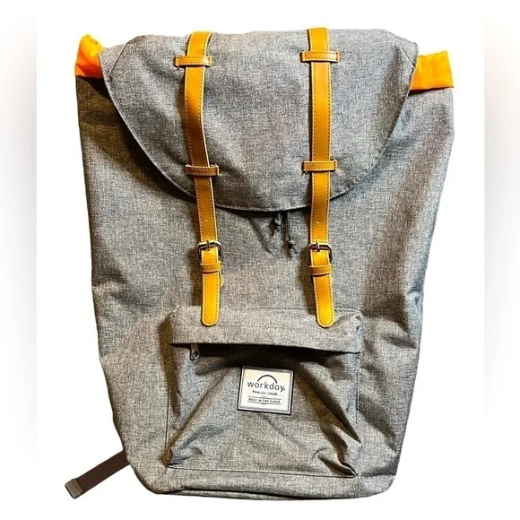 Workday Computer Work Backpack Gray Orange