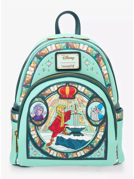 Loungefly Disney The Sword in the Stone Stained Glass Portrait Mini Backpack