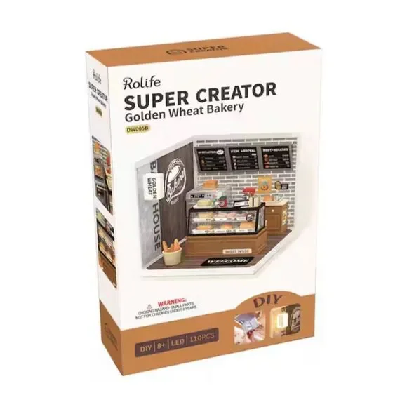 Rolife Super Store Golden Wheat Bakery DIY with LED Lights 110 PCS