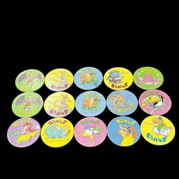 POGS Stack ‘N Smack Milk Caps Zoonies Lot of 15 Vintage 90s Game Doubles