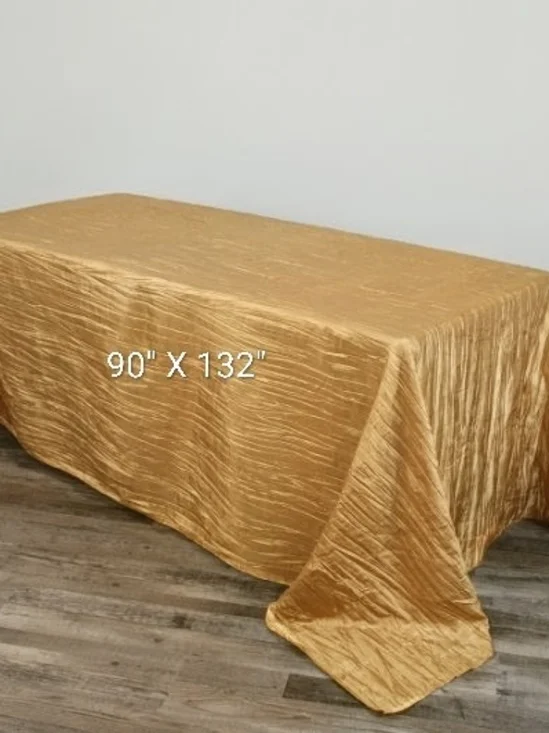 Gold Crinkle Tafetta Recangular Tablecloth 90