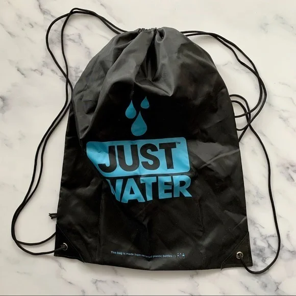 Just Water Black Cinch Sack Backpack Pool Camp Gym