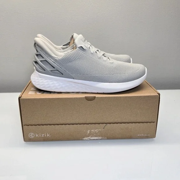 Kizik Athens Sneakers Mens 10 Womens 11.5 Wide Slate Grey Hands Free Step In NIB