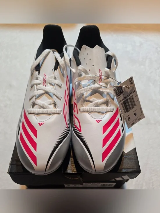 adidas f50 Messi White Soccer Cleats with Pink & Black Men’s 8 or Women’s 9 NIB