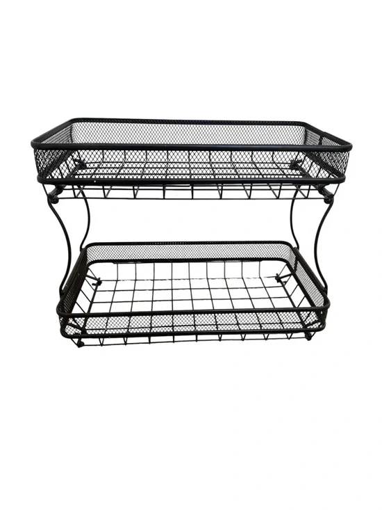 Two-Tier Black Metal Counter Organizer