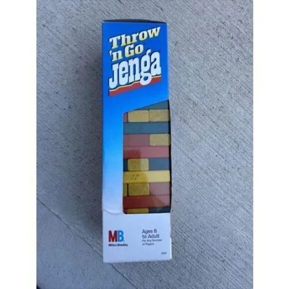 *Vintage 1995 Throw 'N Go Jenga Wood Tower Game Stack Milton Bradley MB COMPLETE
