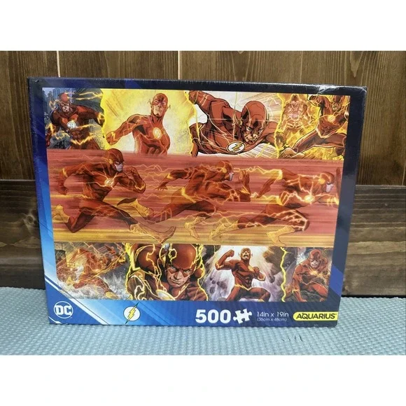NEW SEALED DC‎ Comics The Flash Superhero AQUA 500 Piece Jigsaw Puzzle UNIQUE!