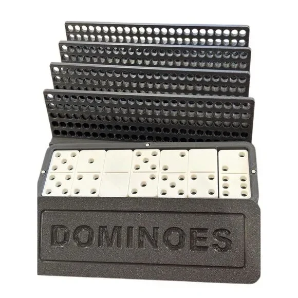 Premium Dominoes Set | Complete Double-6 Game Storage Box Player Trays | Durable
