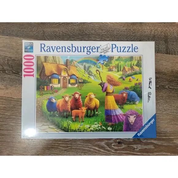 Ravensburger Happy Sheep Yarn‎ Shop Puzzle 27x20 signed by Nathanael Mortensen