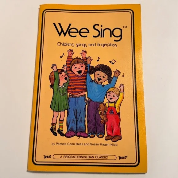 Wee Sing Childrens Songs and Fingerplays Book Yellow Vintage Educational Music