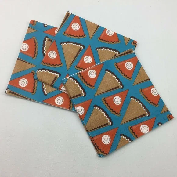 Party Paper Napkins Pumpkin Pie Thanksgiving Fall 12 Count 6.5 x 6.5