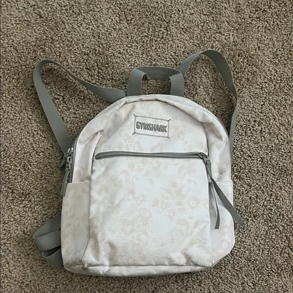 Gymshark Cream and Gray Mini Backpack