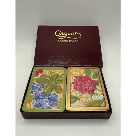 Caspari “Isabelles Garden” Floral Playing Card Decks in Box / Double Card Decks