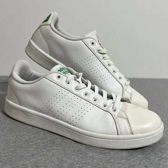 Adidas Advantage Men Size 11 Athletic Casual Shoes White‎ Green Sneakers Tennis