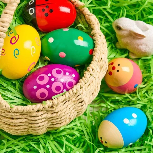 6 Music Easter Wooden Eggs - Shakers and Play