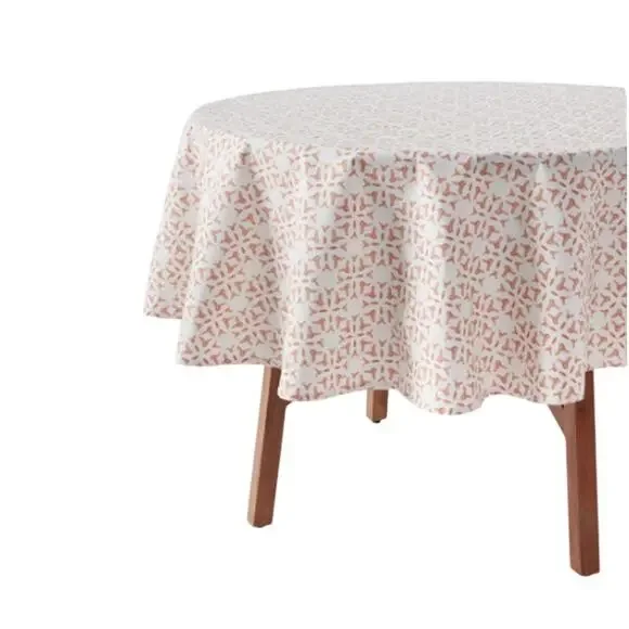 Cotton tablecloth with pink prints – Threshold round 70 inch new