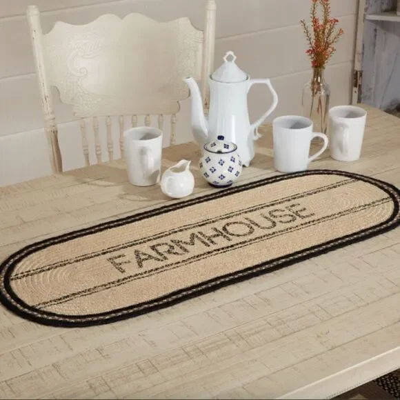 Farmhouse Jute Braided Table Runner Charming Cottagecore Modern Country Rustic