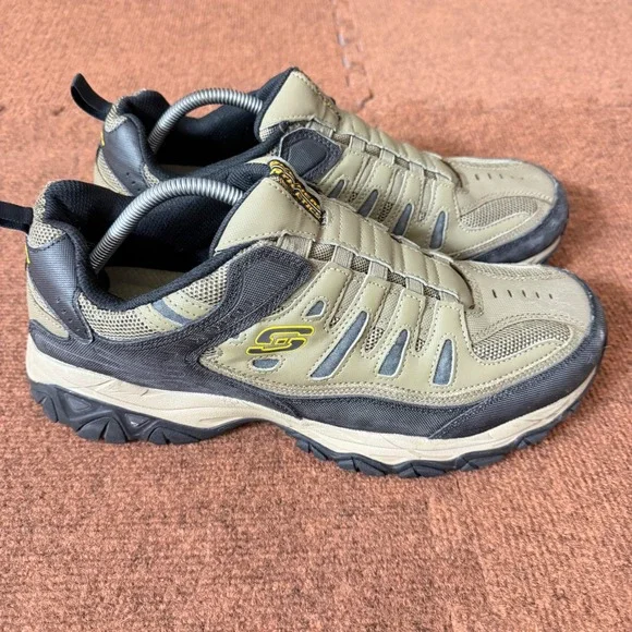 Skechers Athletics Mens Trail Hiking Shoes Olive Green Black Memory Foam 51484