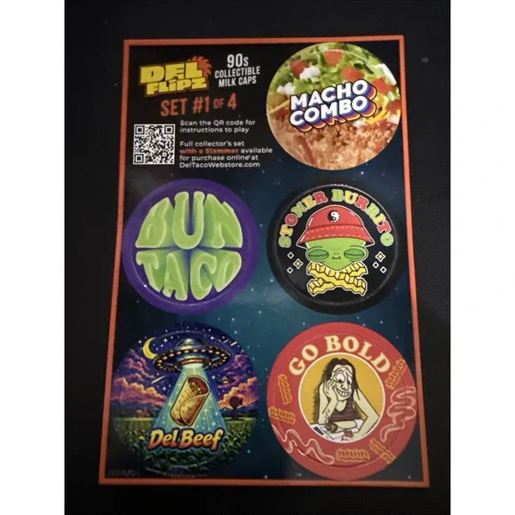 2026 Del Taco 1/4 Vintage Pogs Milk Caps Pieces Collectible Game Pieces 90s Era