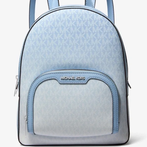 Michael Kors Jaycee Medium Ombré Signature Logo Backpack Light Sky Blue