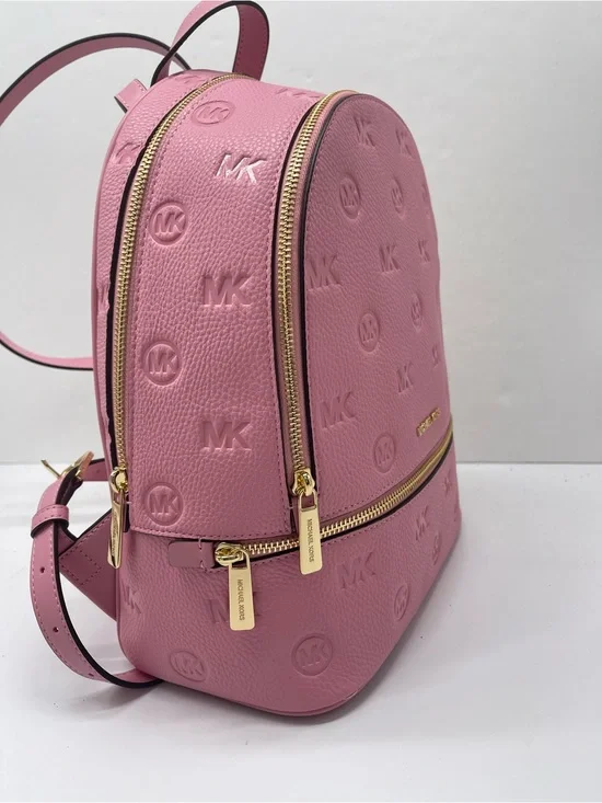 Michael Kors Pink Embossed MK Pebbled Leather Mini Backpack