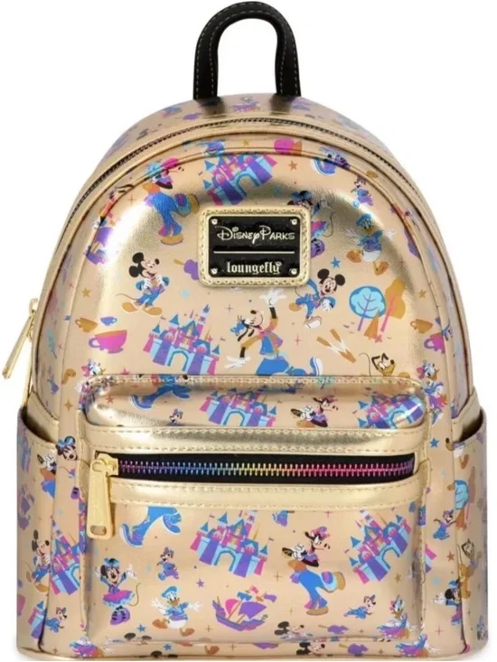 Disneyland 70th Anniversary Mickey & Friends Loungefly Mini Backpack NWT