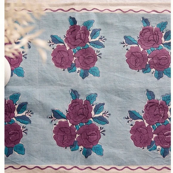 Rosy floral napkins pair of 2